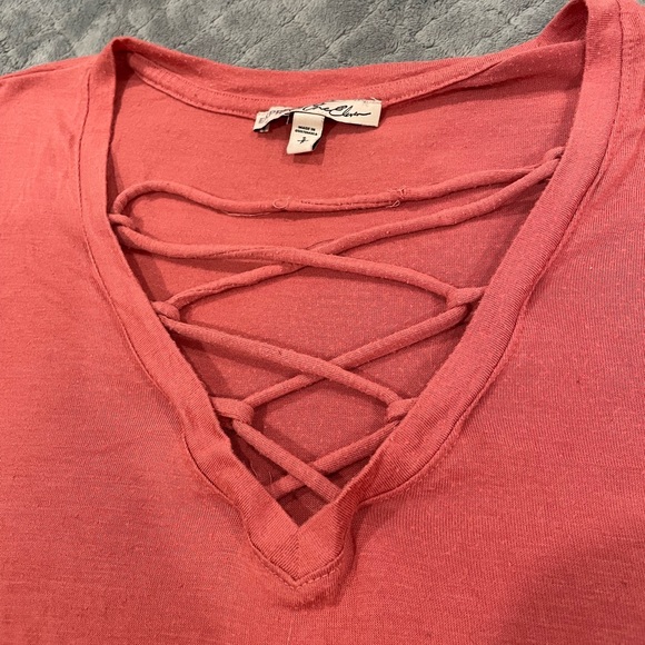 Express one eleven coral lace up tee - Picture 3 of 3